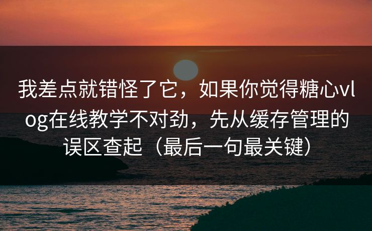 我差点就错怪了它,如果你觉得糖心vlog在线教学不对劲,先从缓存管理的误区查起(最后一句最关键) 我差点就错怪了它,如果你觉得糖心vlog在线教学不对劲,先从缓存管理的误区查起(最后一句最关键)